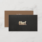 Simple Personal Chef  Faux Black Linen and Gold Business Card (Front/Back)