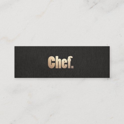 Simple Personal Chef  Faux Black Linen and Gold Business Card