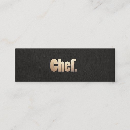 Customizable Simple Personal Chef  Faux Black Linen and Gold Business Card