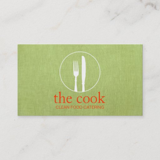 Customizable Simple Personal Chef Modern Catering Green Business Cards
