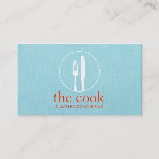 Customizable Simple Personal Chef Modern Catering Turquoise Business Card Template