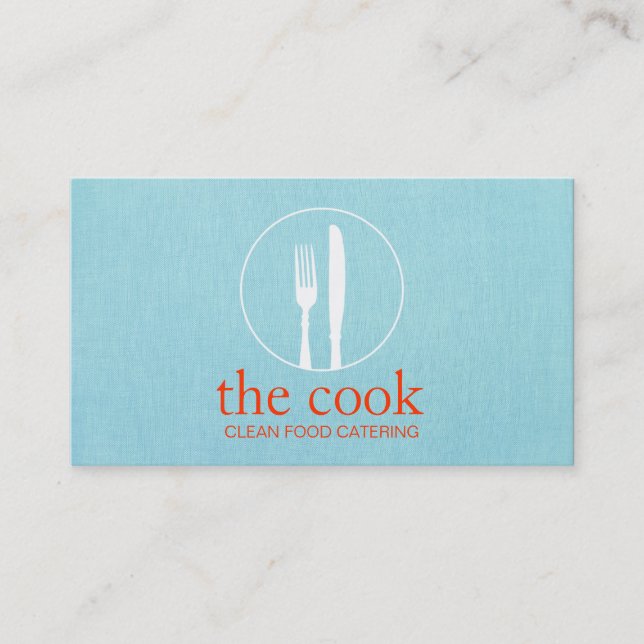Simple Personal Chef Modern Catering Turquoise Business Card (Front)