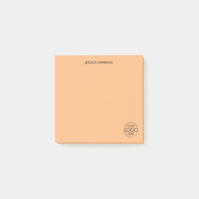 Simple Personal Stationery Logo Pale Orange Post-it Notes (Front)