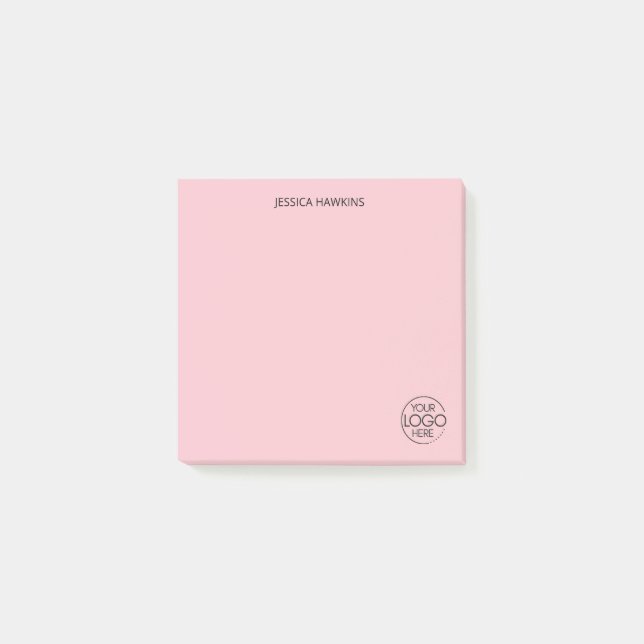 Simple Personal Stationery Logo Pink Post-it Notes (Front)