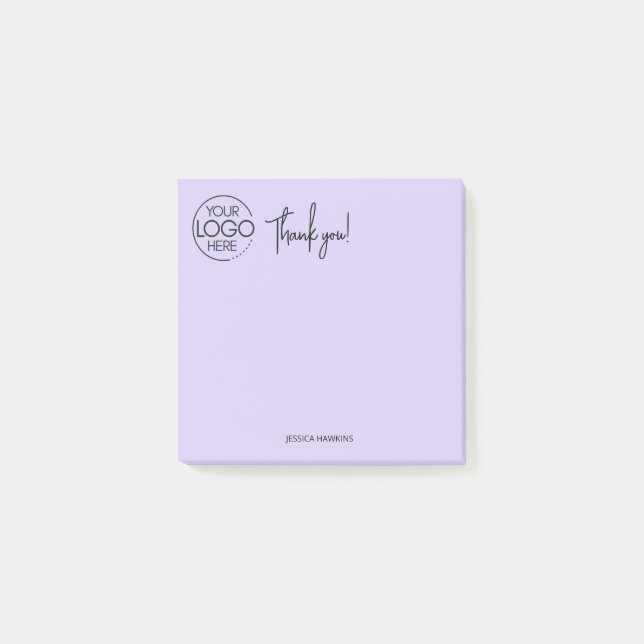 Simple Personal Stationery Thank You Light Purple Post-it Notes (Front)