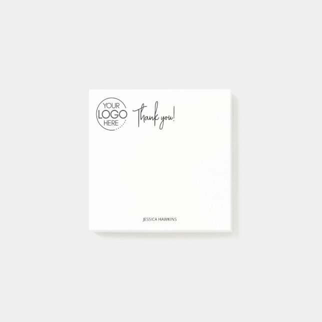Simple Personal Stationery Thank You White Post-it Notes (Front)