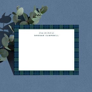Simple personal stationery with tartan plaid frame note card