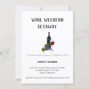 Simple Personalised Wine Weekend Getaway Invite