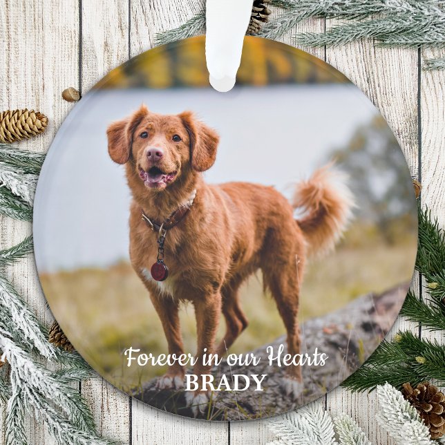 Simple Personalized 2 Photo Sympathy Pet Memorial Ornament (Creator Uploaded)