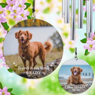 Simple Personalized 2 Photo Sympathy Pet Memorial Wind Chime
