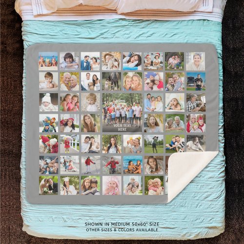 Simple Personalized 53 Photo Collage Custom Color Sherpa Blanket