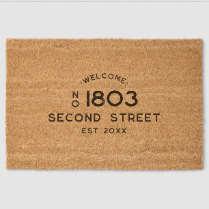 Simple Personalized Address Number Fiber Doormat