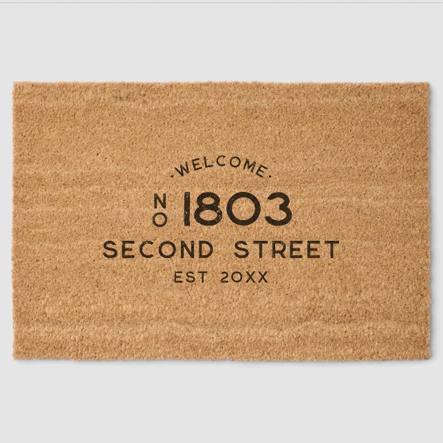 Simple Personalized Address Number  Fiber Doormat (Front)