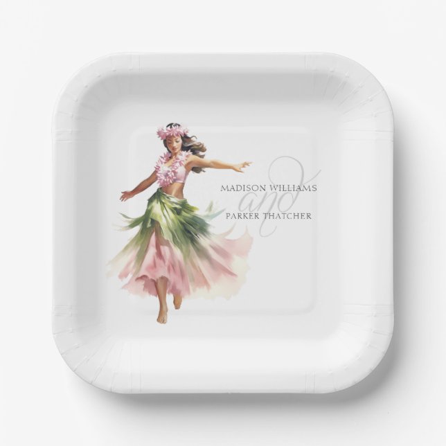 Simple Personalized Beach Wedding  Paper Plates (Front)
