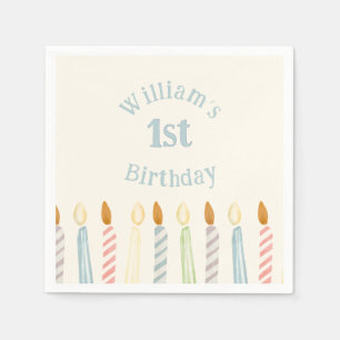 Simple Personalized Birthday Name Candles Party Napkins