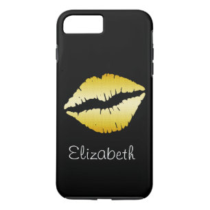 Simple Personalized Black Glitter Gold Lips iPhone 8 Plus/7 Plus Case