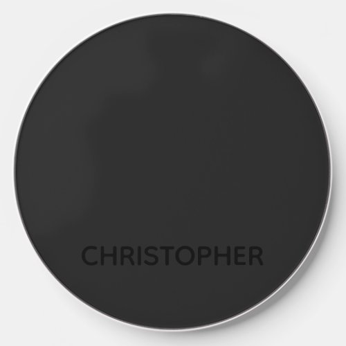 Simple Personalized Black on Light Black Wireless Charger