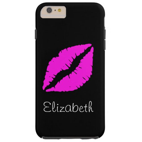 Simple Personalized Black Pink Lips Tough iPhone 6 Plus Case