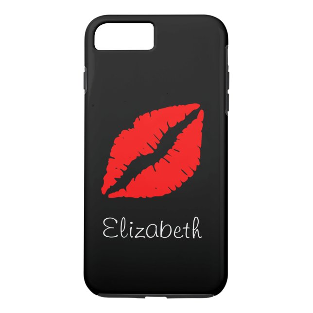 Simple Personalized Black Red Lips Case-Mate iPhone Case (Back)