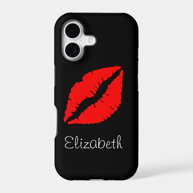 Simple Personalized Black Red Lips Iphone Case (Back)