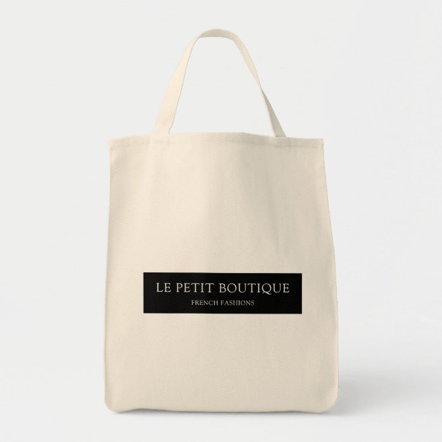 Simple Personalized Black White Store Name Tote Bag (Front)