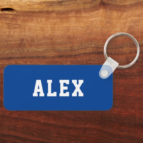 Simple Personalized Blue School Backpack Name Tag Keychain