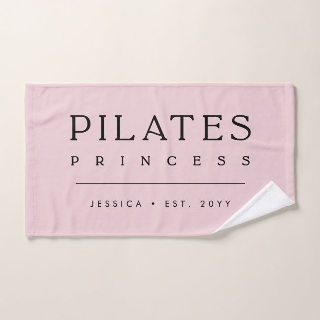 Simple Personalized Blush Pink Pilates Princess Hand Towel (Hand Towel)