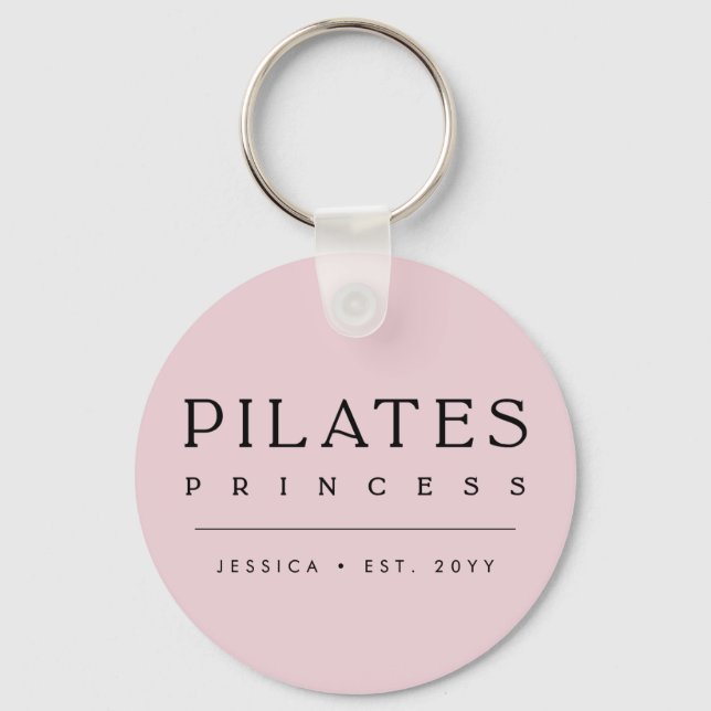 Simple Personalized Blush Pink Pilates Princess Keychain (Front)