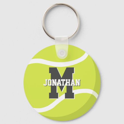 simple personalized boys girls tennis player keychain