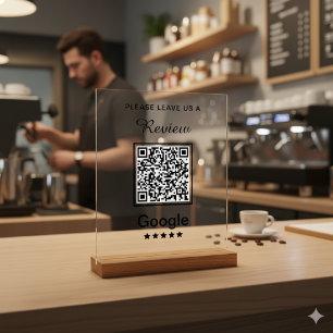 Simple Personalized Business Leave a Review Acrylic Sign