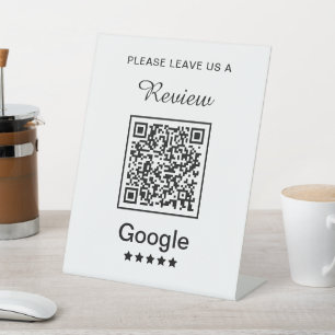 Simple Personalized Business Leave a Review Pedestal Sign