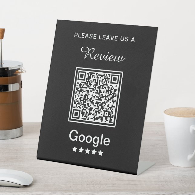 Simple Personalized Business Leave a Review Pedestal Sign (In SItu)