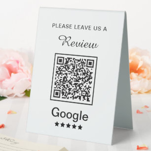 Simple Personalized Business Leave a Review Table Tent