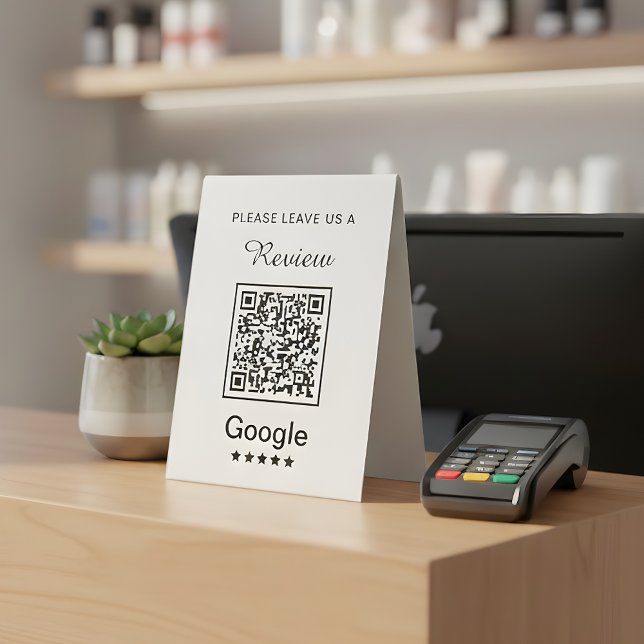 Simple Personalized Business Leave a Review Table Tent (Creator Uploaded)