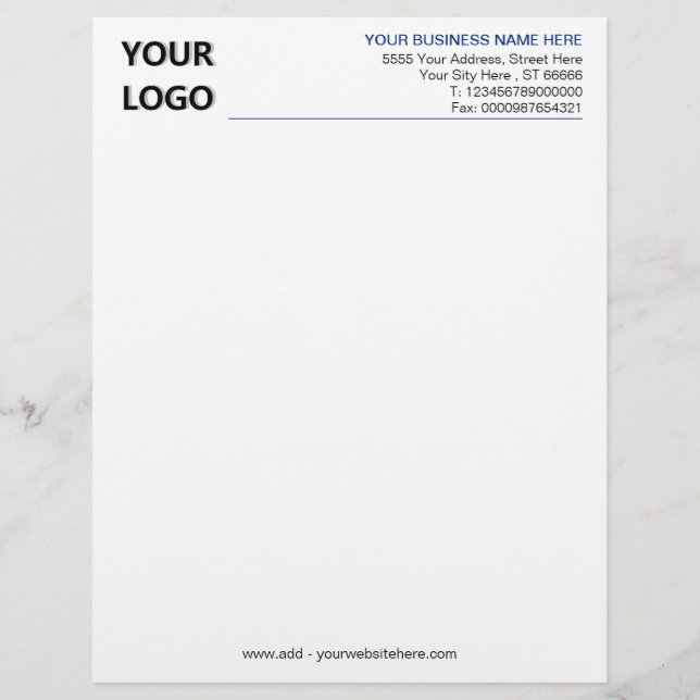 Simple Personalized Business Letterhead with Logo (Front)