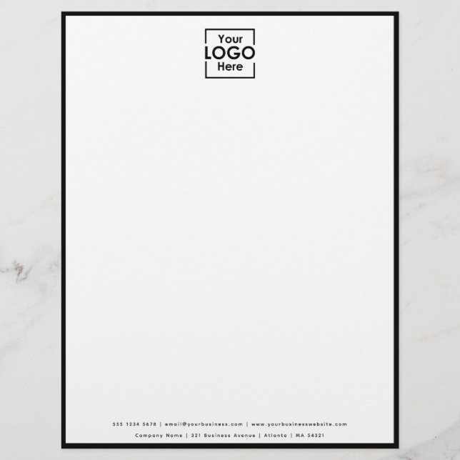 Simple Personalized Business Logo Black Border Letterhead (Front)