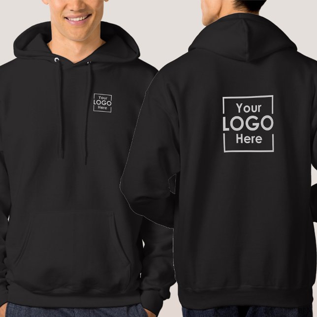 Simple Personalized Business Logo Front Back Black Hoodie (Simple Personalized Business Logo Front Back Black Hoodie)