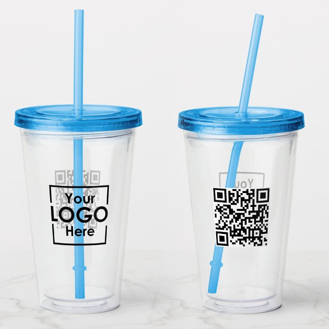 Simple Personalized Business Logo QR Code Acrylic Tumbler (Simple Personalized Business Logo QR Code Acrylic Tumbler)