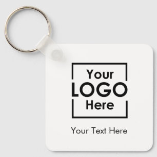 Simple Personalized Business Logo Text White Keychain