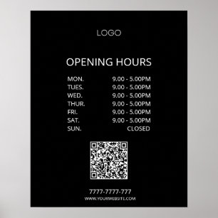 Simple Personalized Business Opening Hours Logo Poster