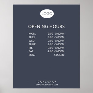 Simple Personalized Business Opening Hours Logo Poster