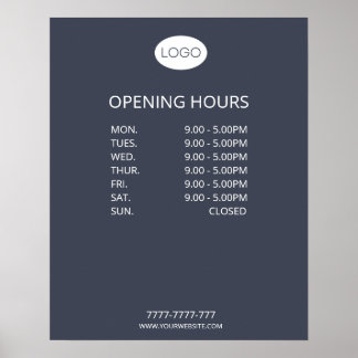 Simple Personalized Business Opening Hours Logo Poster