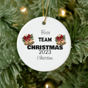simple personalized co-workers Christmas gift Ceramic Ornament