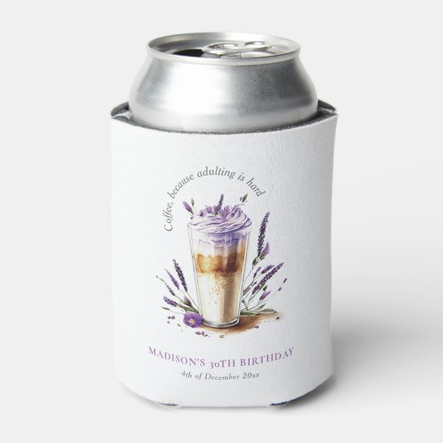 Simple Personalized Coffee Birthday  Can Cooler (Can Front)