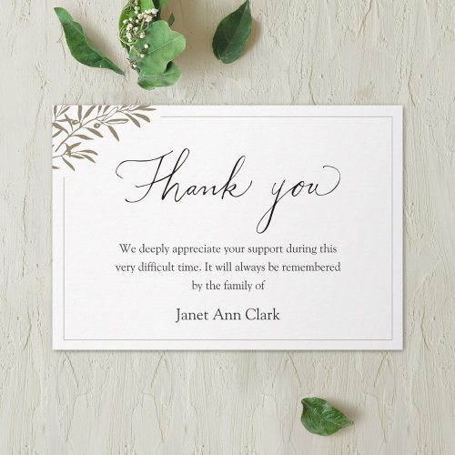 Simple Personalized Condolence Thank You Cards