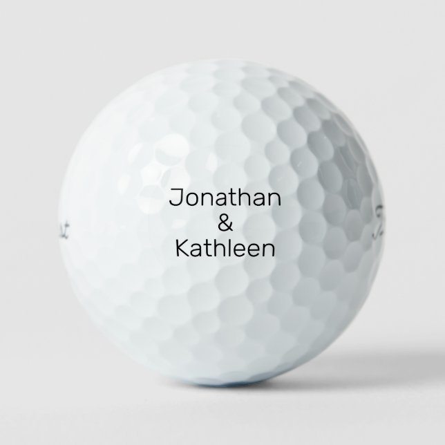 Simple Personalized Couple Names Titleist Pro VI  Golf Balls (Front)