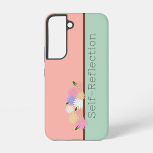 Simple Personalized Daisies Floral in Peach Green Samsung Galaxy S22 Case
