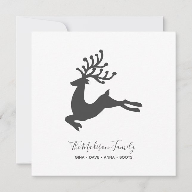 Simple Personalized Deer Holiday Card (Front)