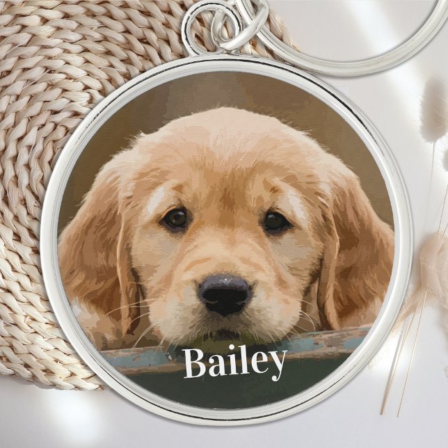 Simple Personalized Dog Lover Pet Photo Keychain (Creator Uploaded)