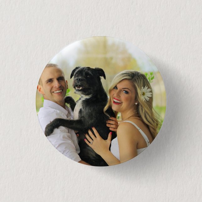 Simple Personalized Dog Pet Photo Keepsake Button (Front)